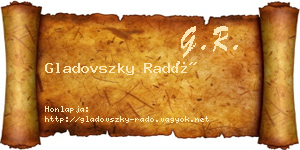 Gladovszky Radó névjegykártya